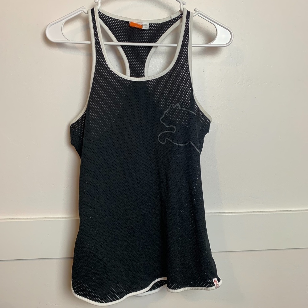 Puma Girls Black Mesh Jersey Racerback Tank Top